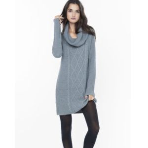 Express Cowl Neck Cable Knit Sweater Dress